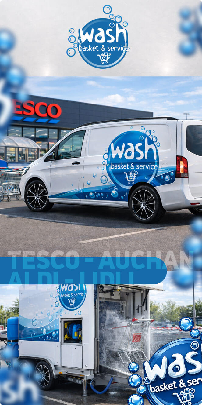 Wash Basket Service arculattervez&eacute;s &eacute;s aut&oacute;dekor grafikai rendszer