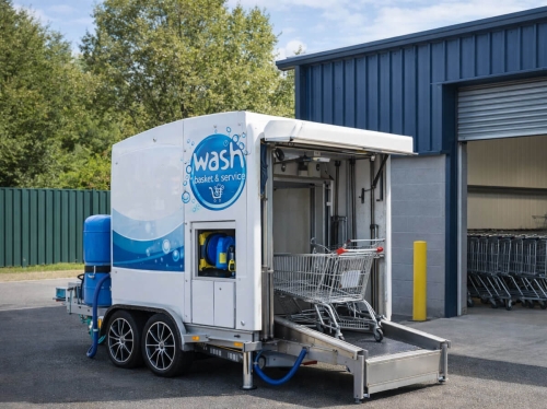 Wash Basket Service arculattervezés ipari eszközön és mobil kosármosó berendezésen