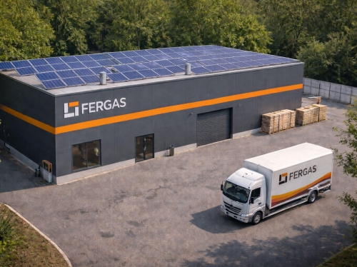 FERGAS arculati branding ipari környezetben drón nézetből